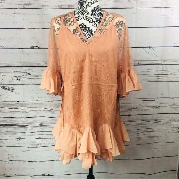 Revolve Stevie May Arid Dreams Mini Dress Lace Apricot XS - Picture 5 of 14